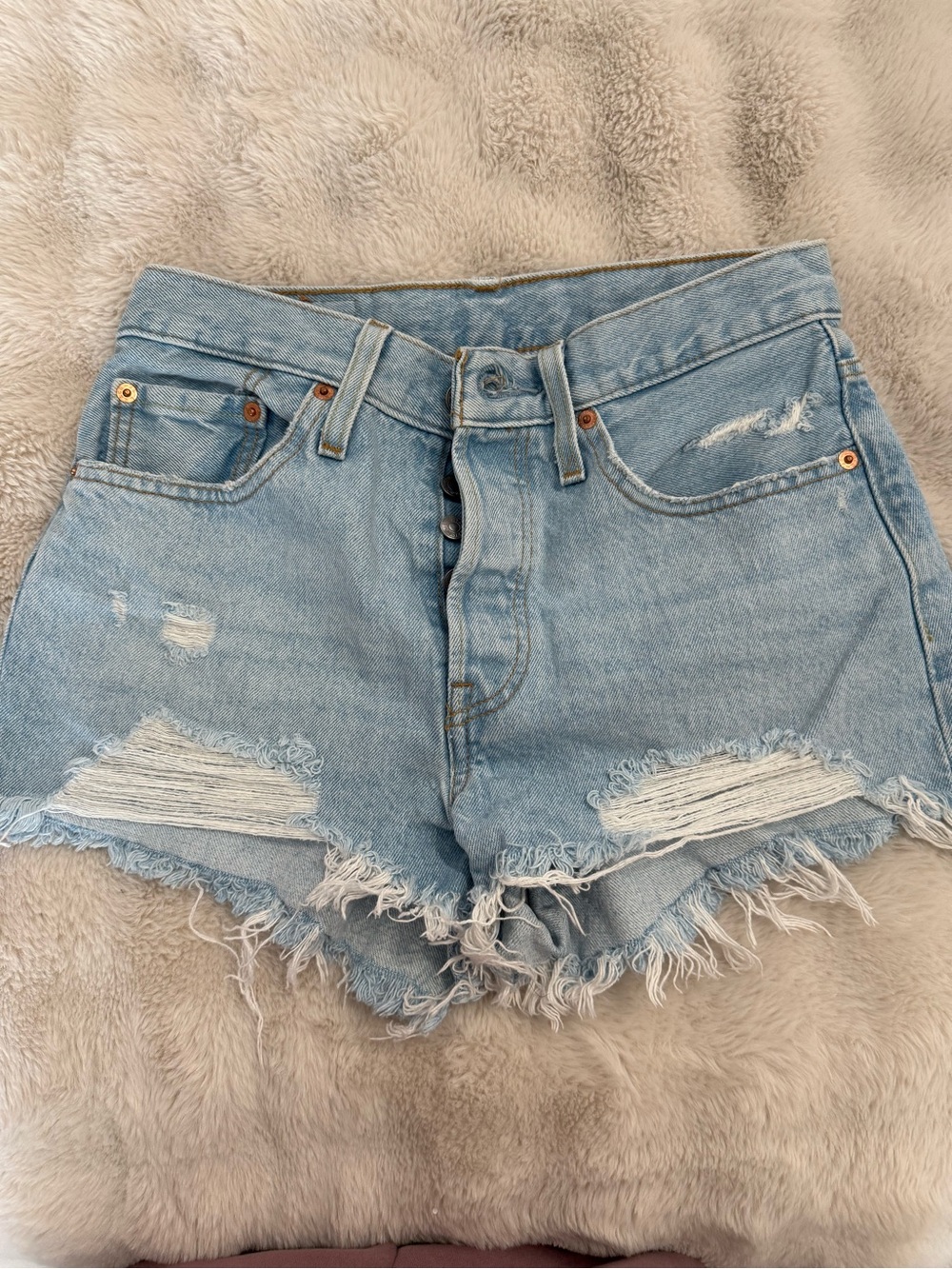 Levi's Light Blue Distressed Cutoff Denim Shorts